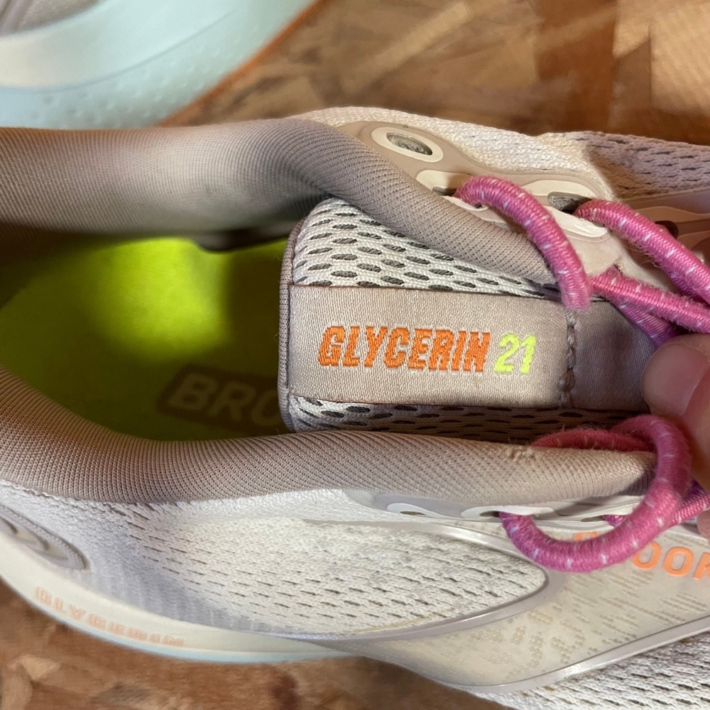 Brooks Glycerin 21 Women's Running Shoes Coconut Aqua Orange Sneaker Size 8.5B - Picture 8 of 16